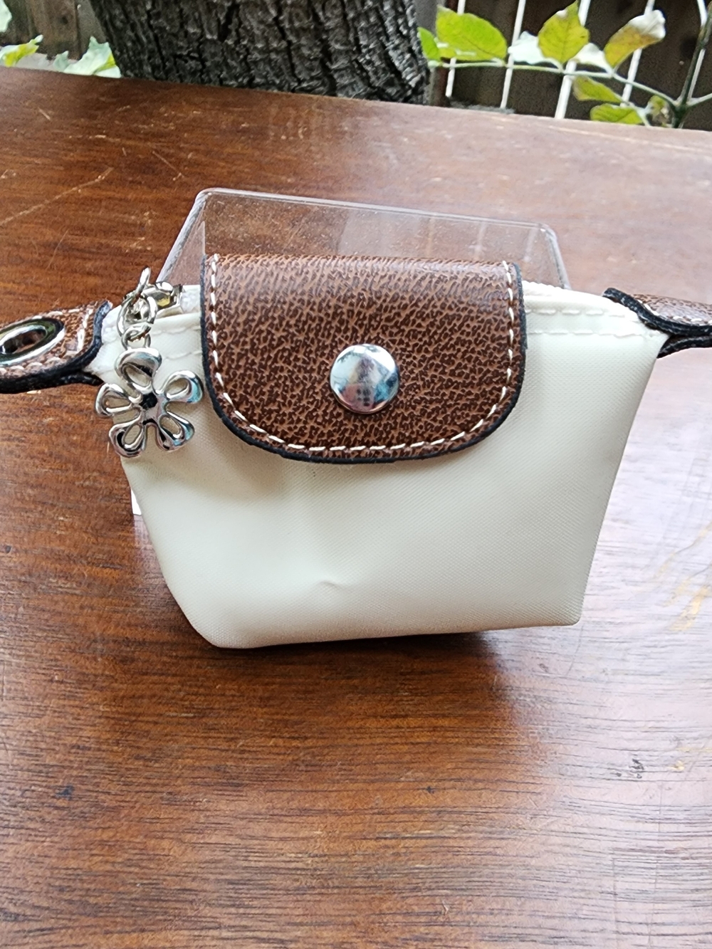 Mini Nylon Dumpling Bag Coin Purse Keychain Charm Flower Zipper Pull